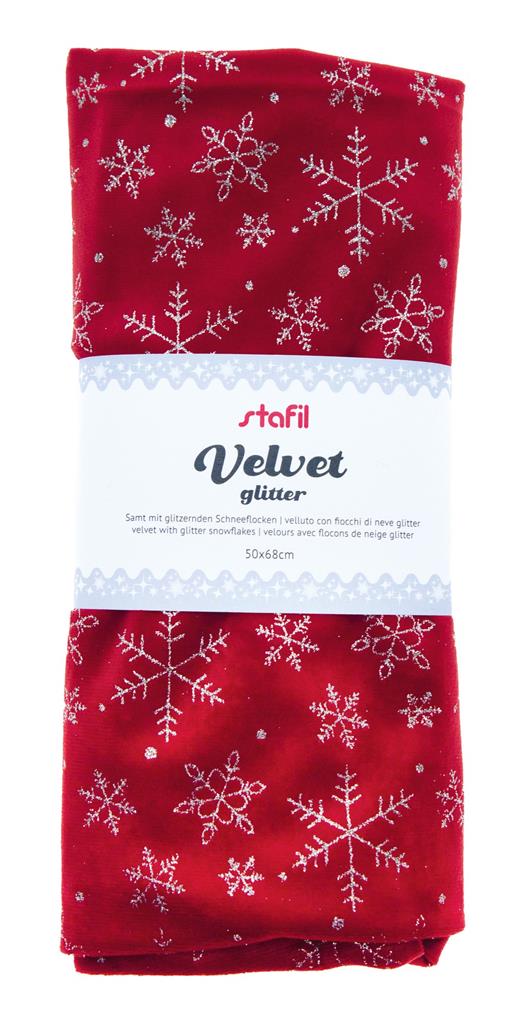 velluto fiocchi glitter50x68cm - ROSSO - ARGENTO