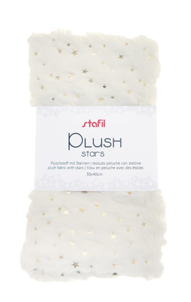 TESSUTO PELUCHE STELLINE30X40CM - PANNA