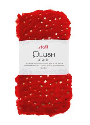 TESSUTO PELUCHE STELLINE 30X40CM - ROSSO