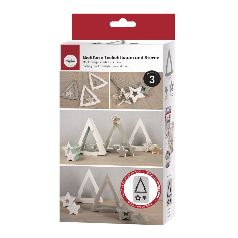 Stampo in silicone Alberoe stelle 14,5x26x4cm - 3 forme