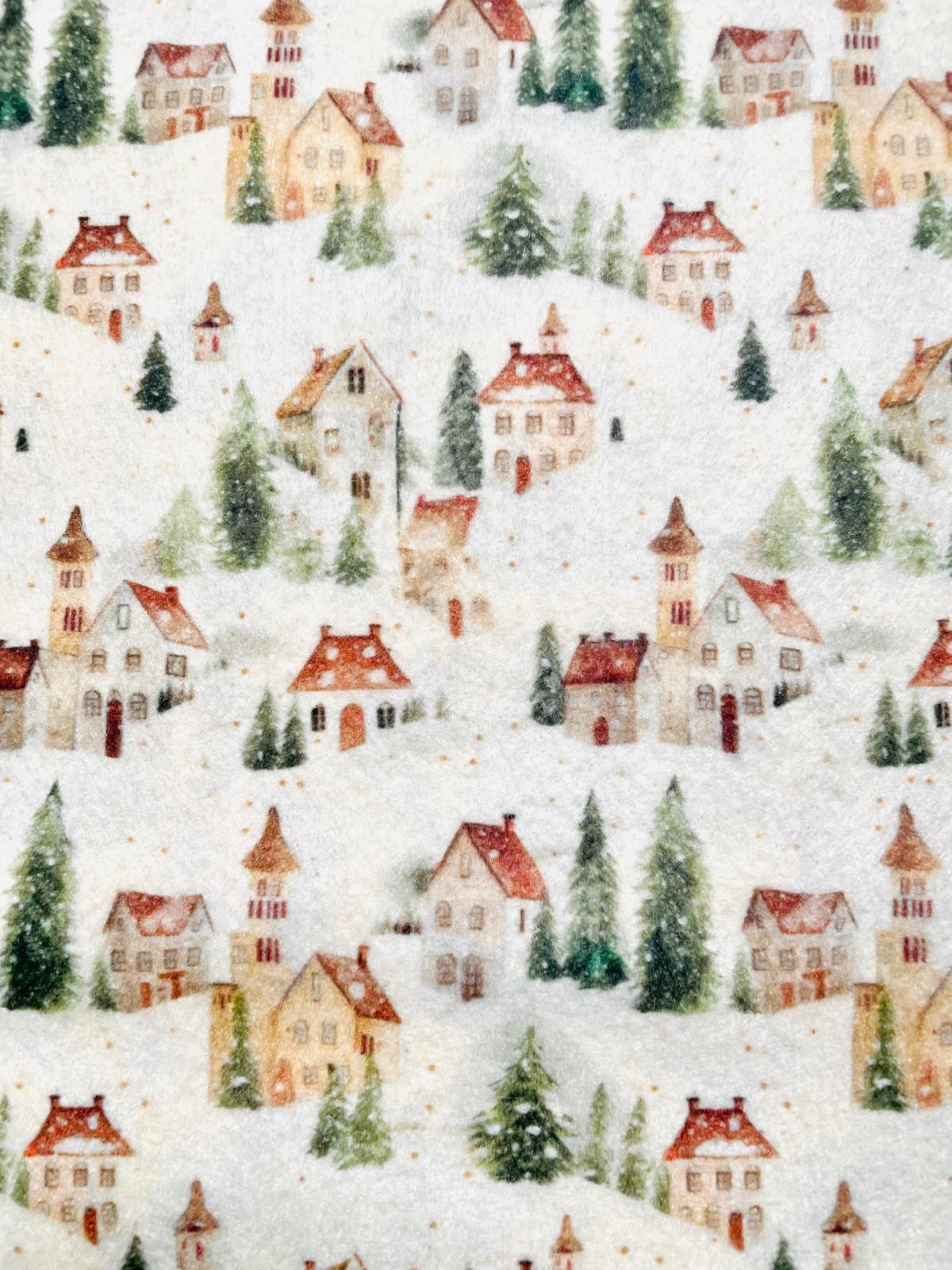 Pannolenci 50x40 cm Villaggio innevato Panna