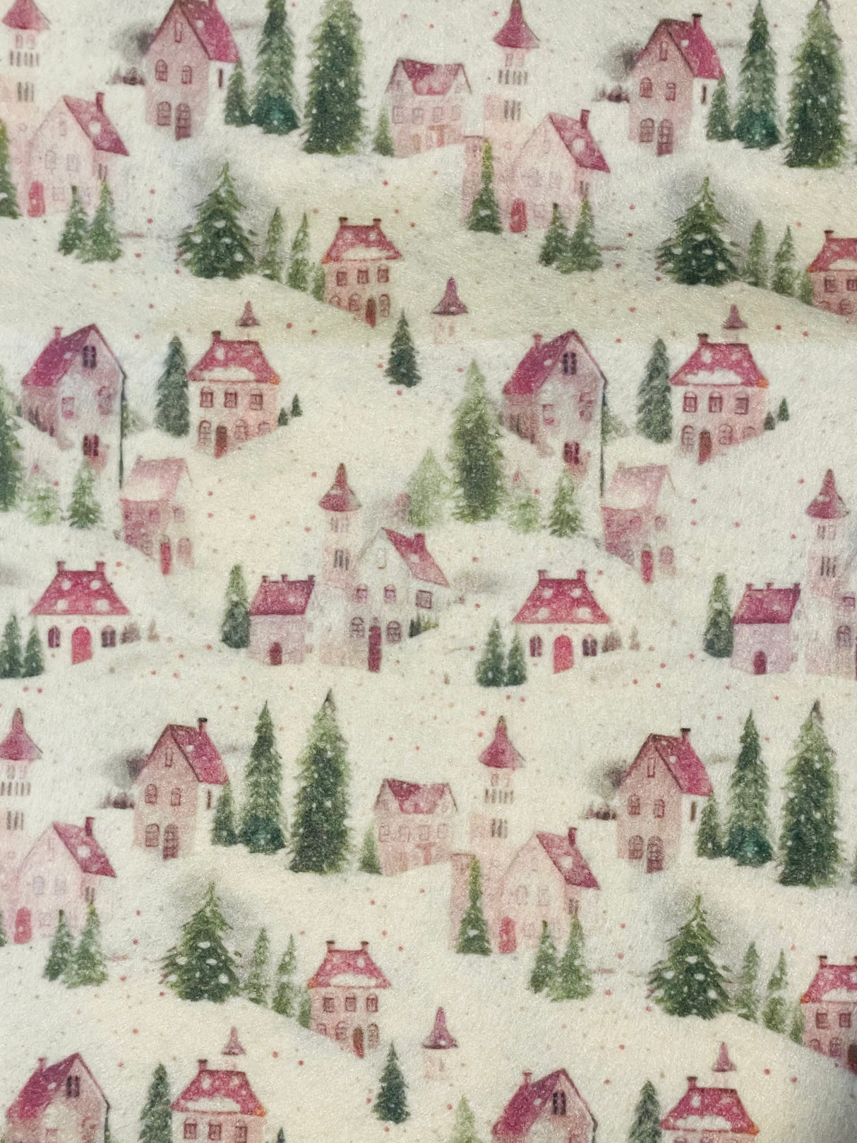 Pannolenci 50x40 cm Villaggio Innevato Rosa