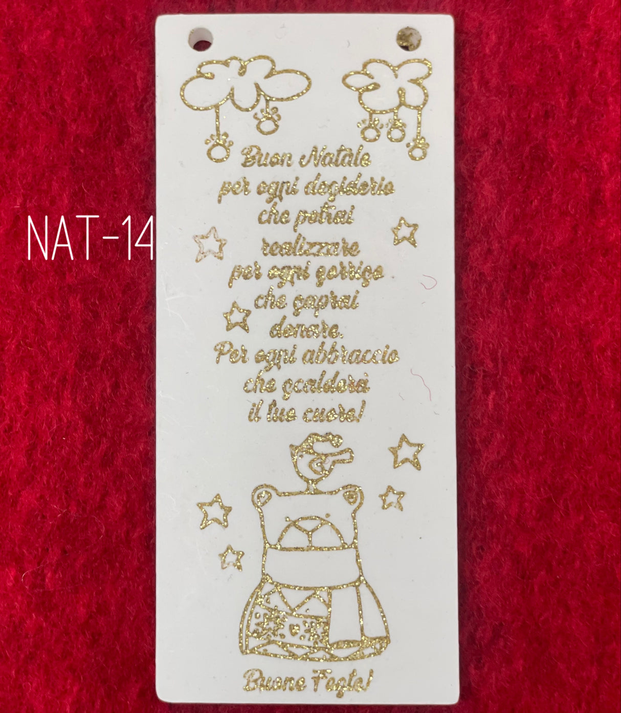 TARGA buon natale per ogni desiderio - 10,2x4,4 cm
