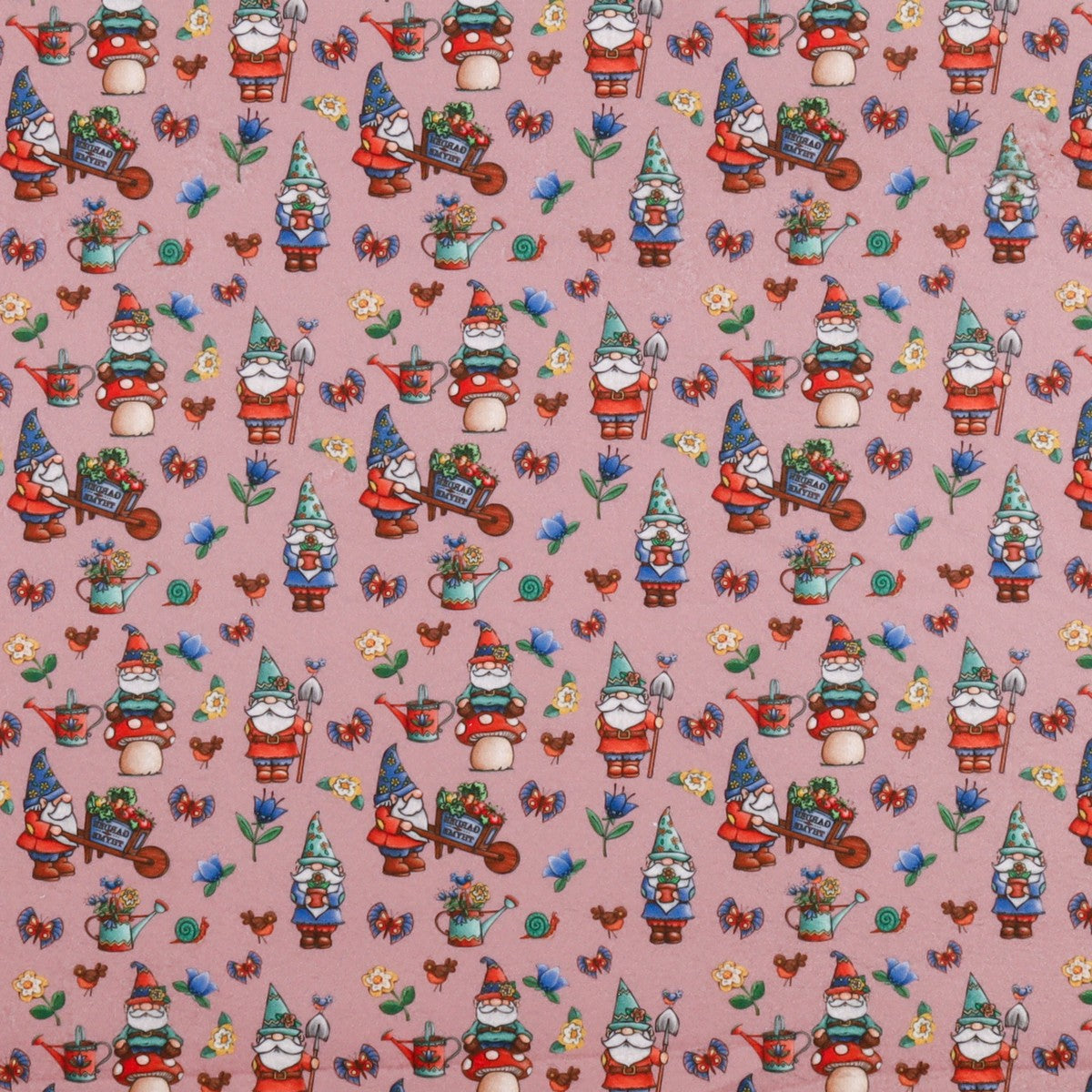 Pannolenci Gnomi Colorati Fondo Rosa Antico 50x40 cm