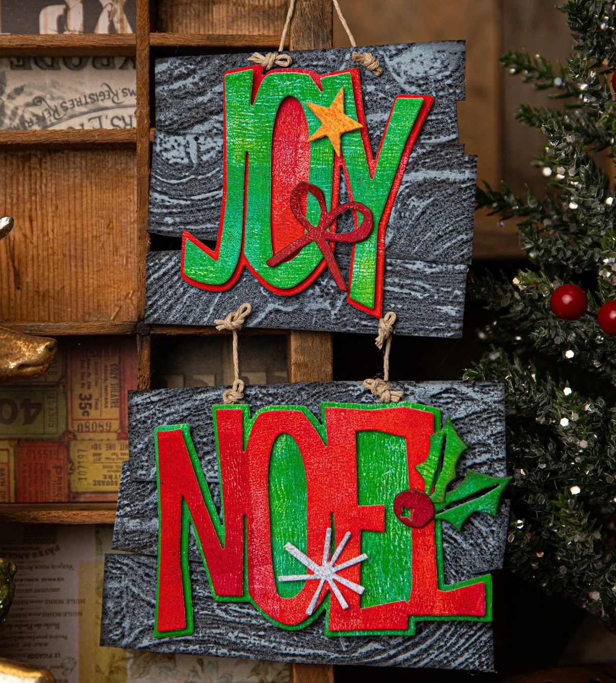 Sizzix • Tim Holtz Set 11 fustelle metalliche " Joy Noel"