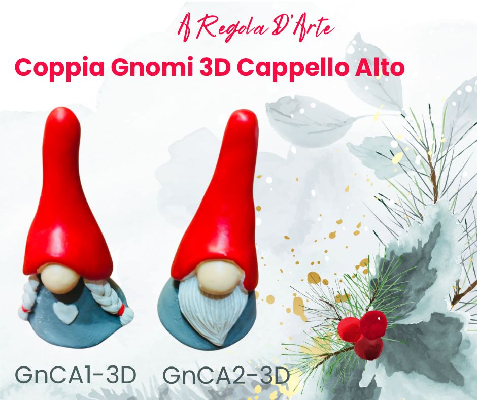 Coppia stampi 3D Gnomi Cappello Alto
