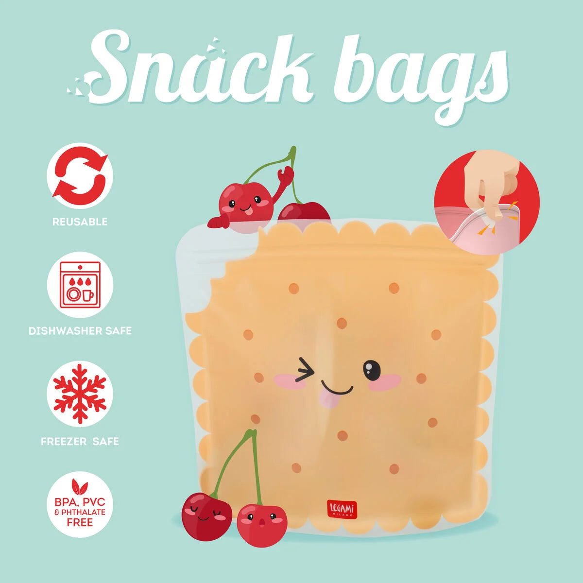 Set di 3 Buste per Alimenti - Snack Bags