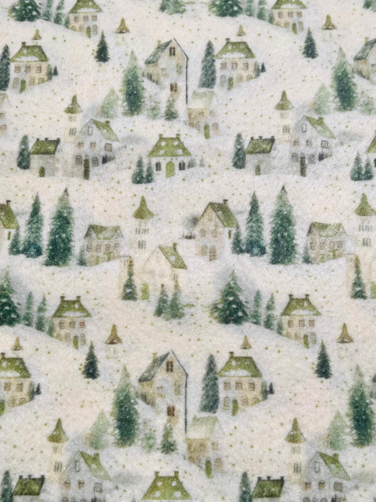 Pannolenci 50x40 cm Villaggio innevato Verde Muschio