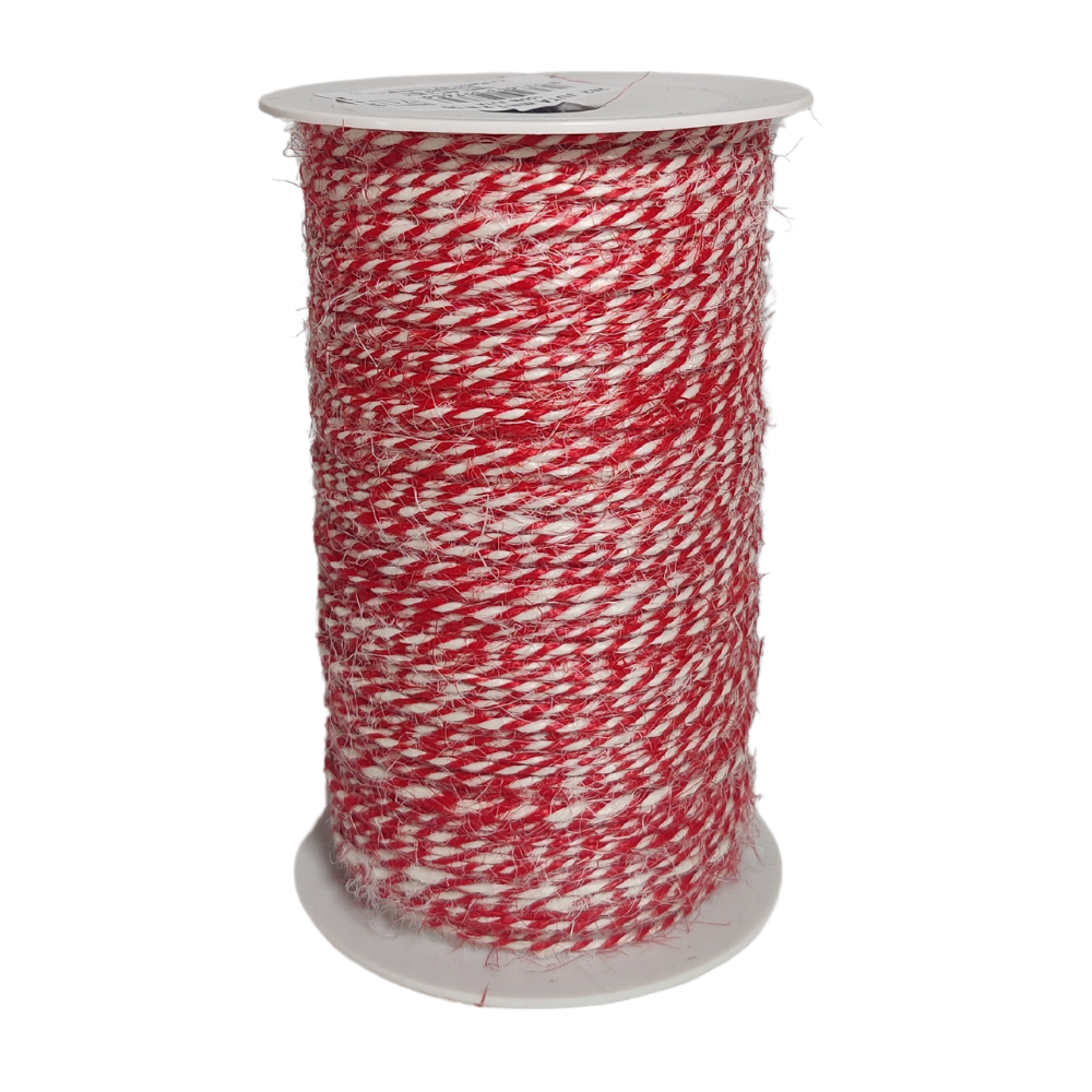 Cordino in juta rosso e bianco