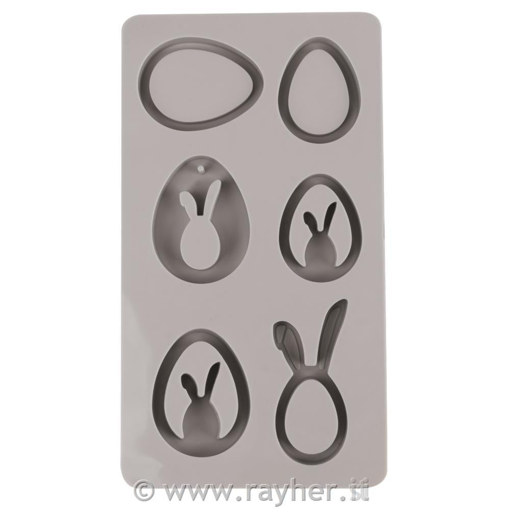 Stampo in silicone ciondolo, uova e conigli