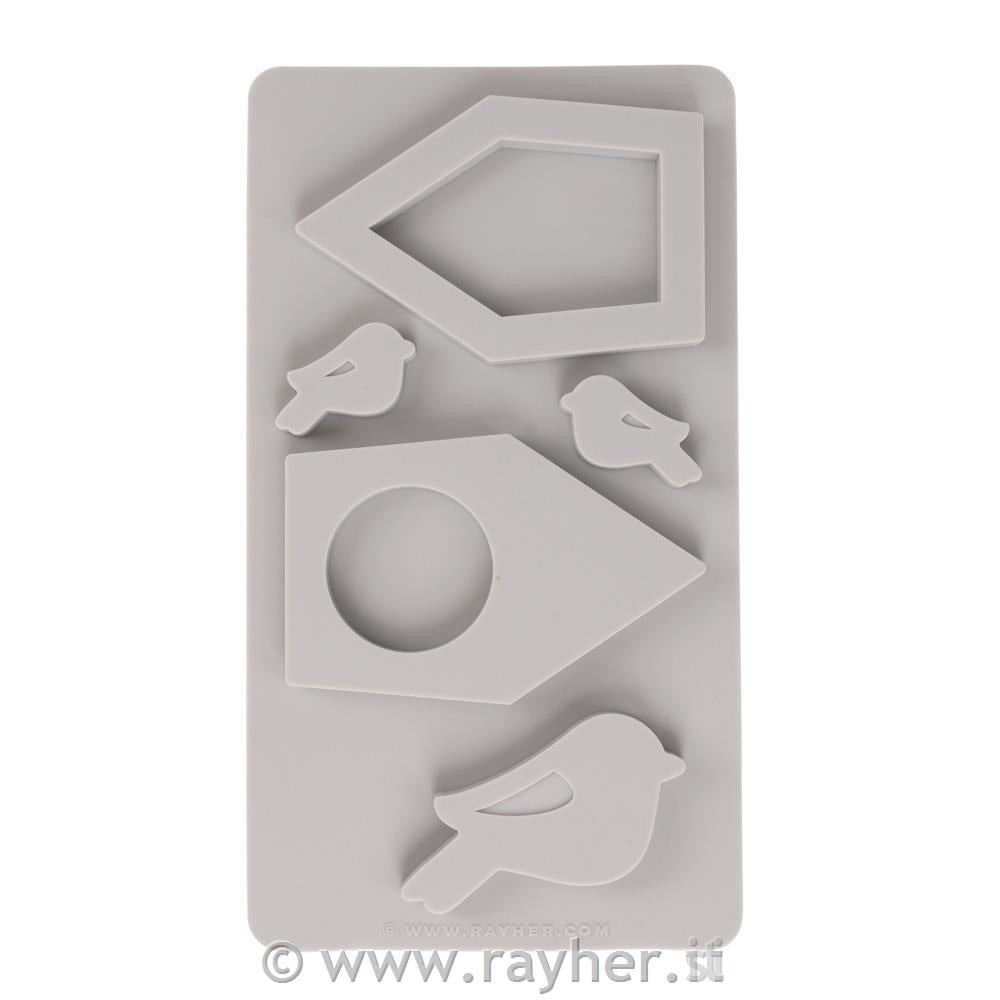 Stampo in silicone Casetta per uccellini+3 uccelli