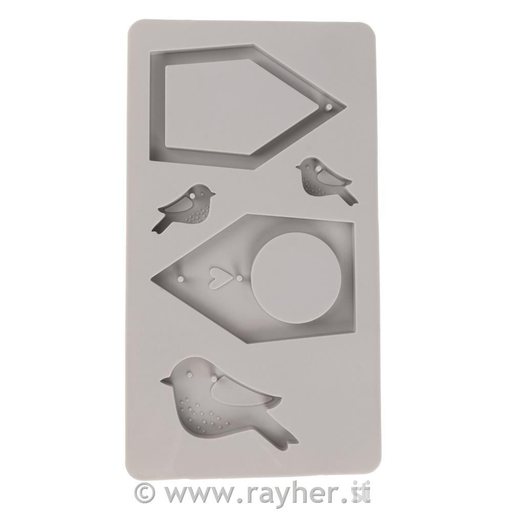 Stampo in silicone Casetta per uccellini+3 uccelli