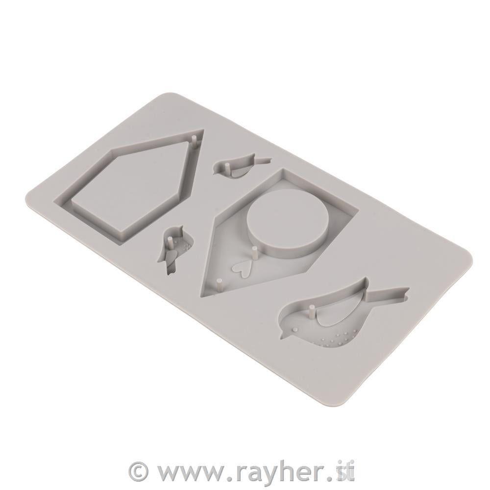 Stampo in silicone Casetta per uccellini+3 uccelli