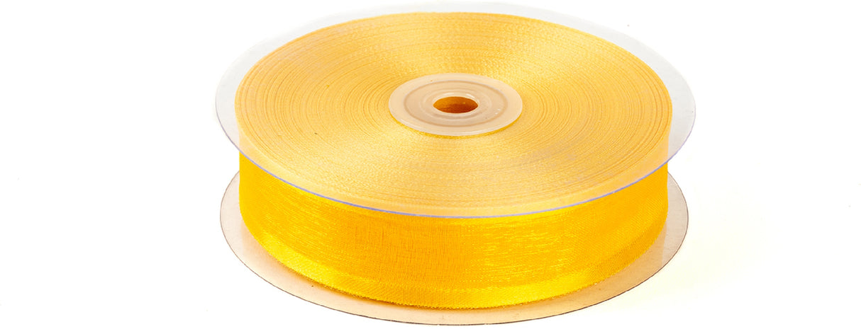 NASTRO ORGANZA CON BORDI IN RASO h.3,8 cm - Giallo