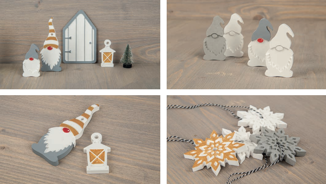 stampo gnomo, lanterna, porta, fiocco neve