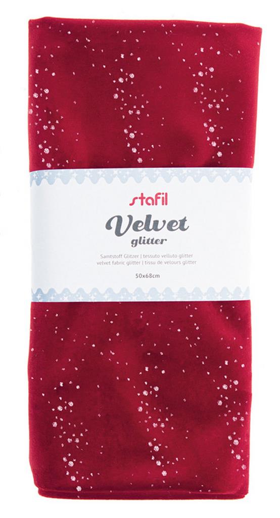 velluto glitter 50x68cm - ROSSO