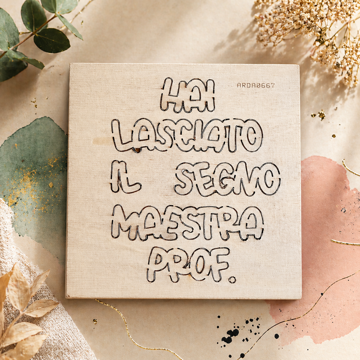 Fustella "Scritta Hai lasciato il segno Maestra , Prof."
