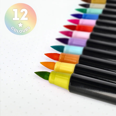 Set di 12 Pennarelli con Punta Pennello - Brush Markers - PASTELLO