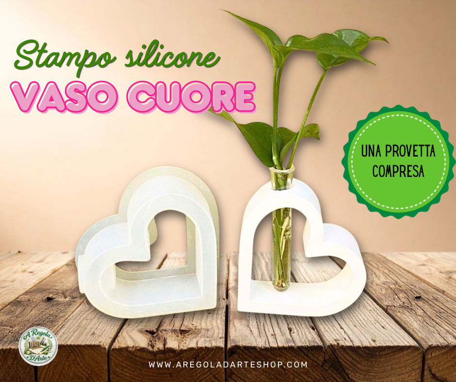 Stampo silicone “Vaso Cuore” con provetta 12 cm